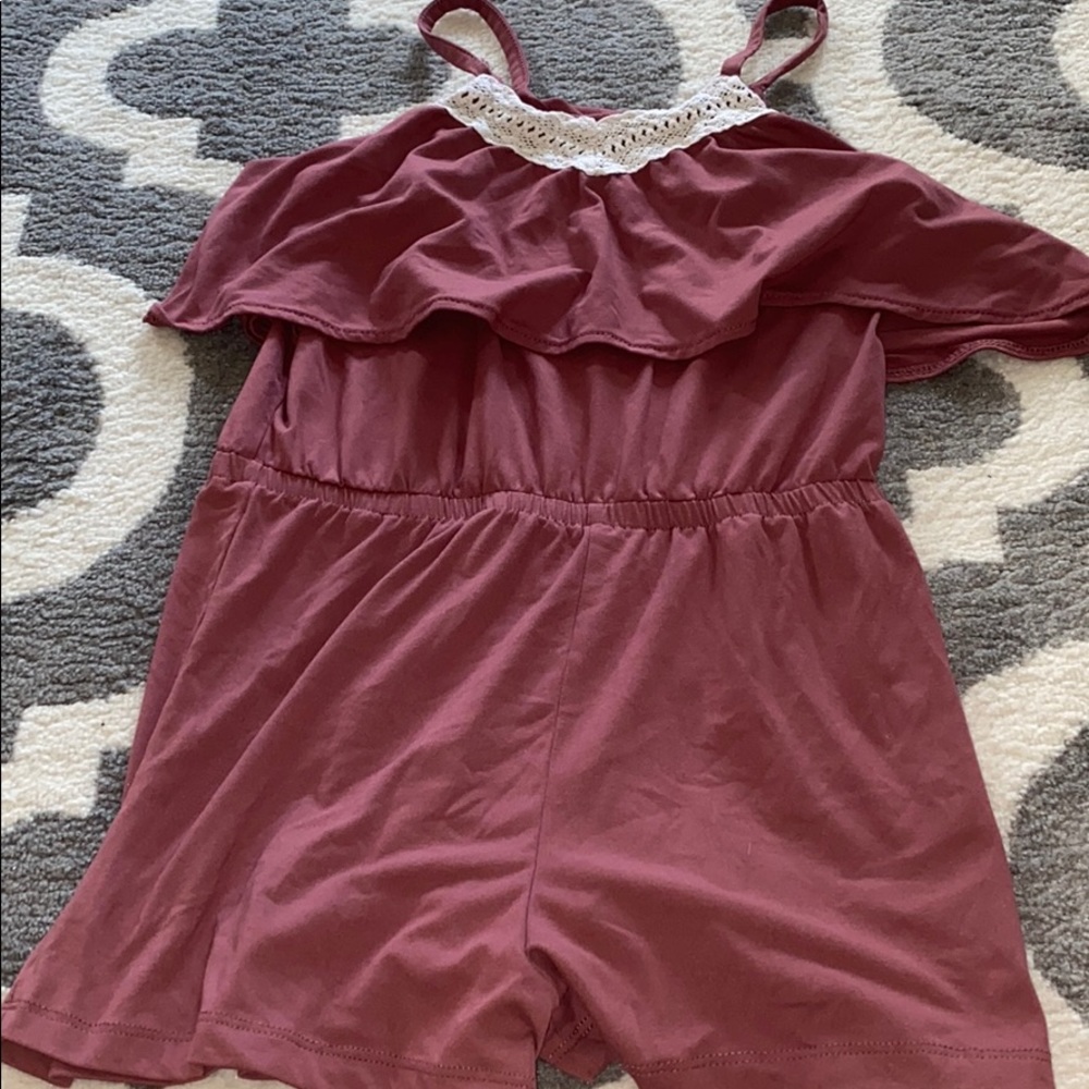 Girls pink ruffled romper